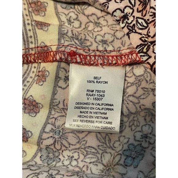 Behop Damask Floral Bohemian Maxi V-neck Dress Women's Red M - Picture 5 of 11